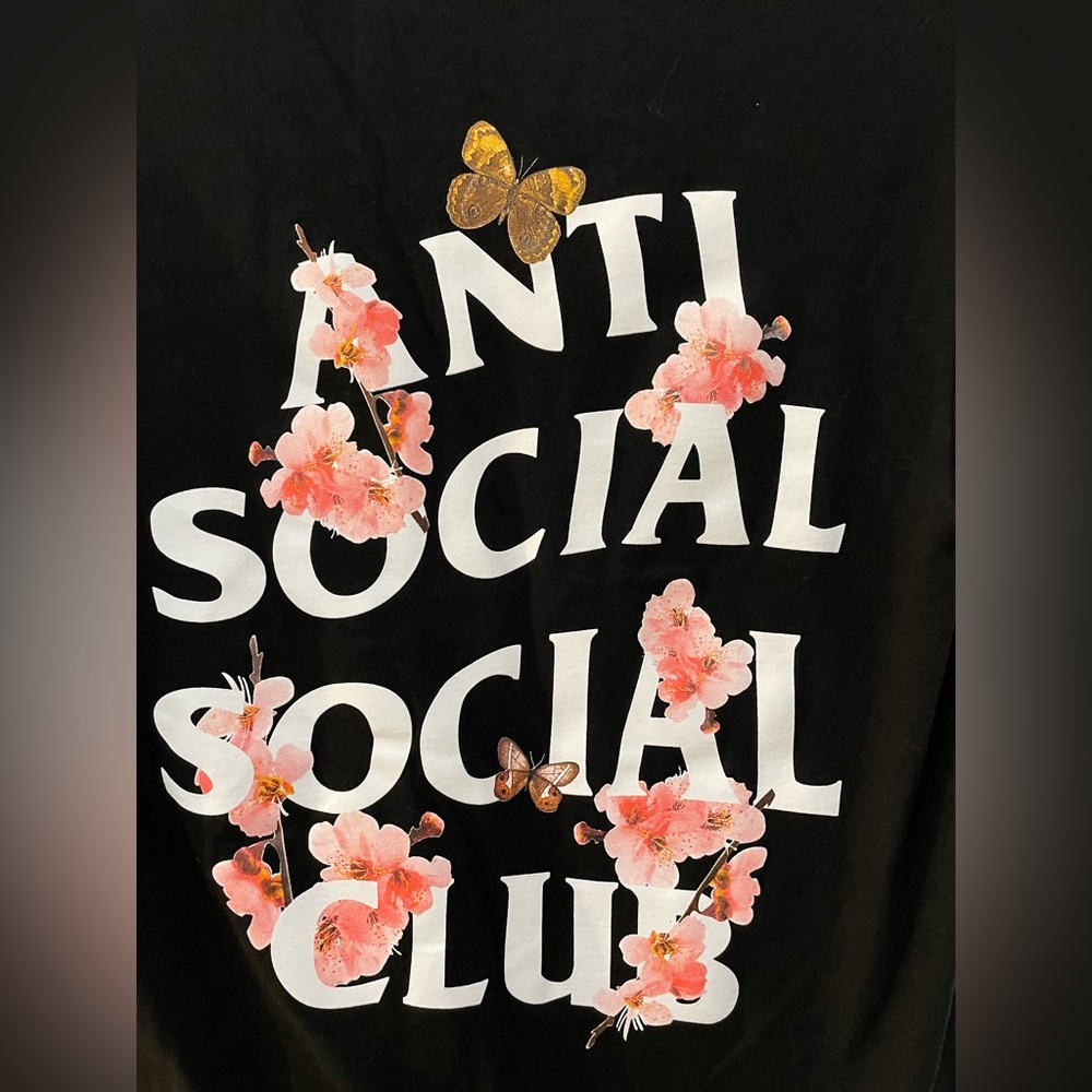 Anti Social Social Club size small butterfly cherry blossom pink flowers